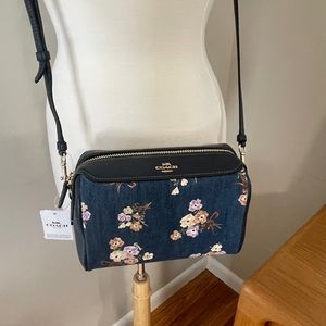 NEW Coach Denim Floral Crossbody Bag